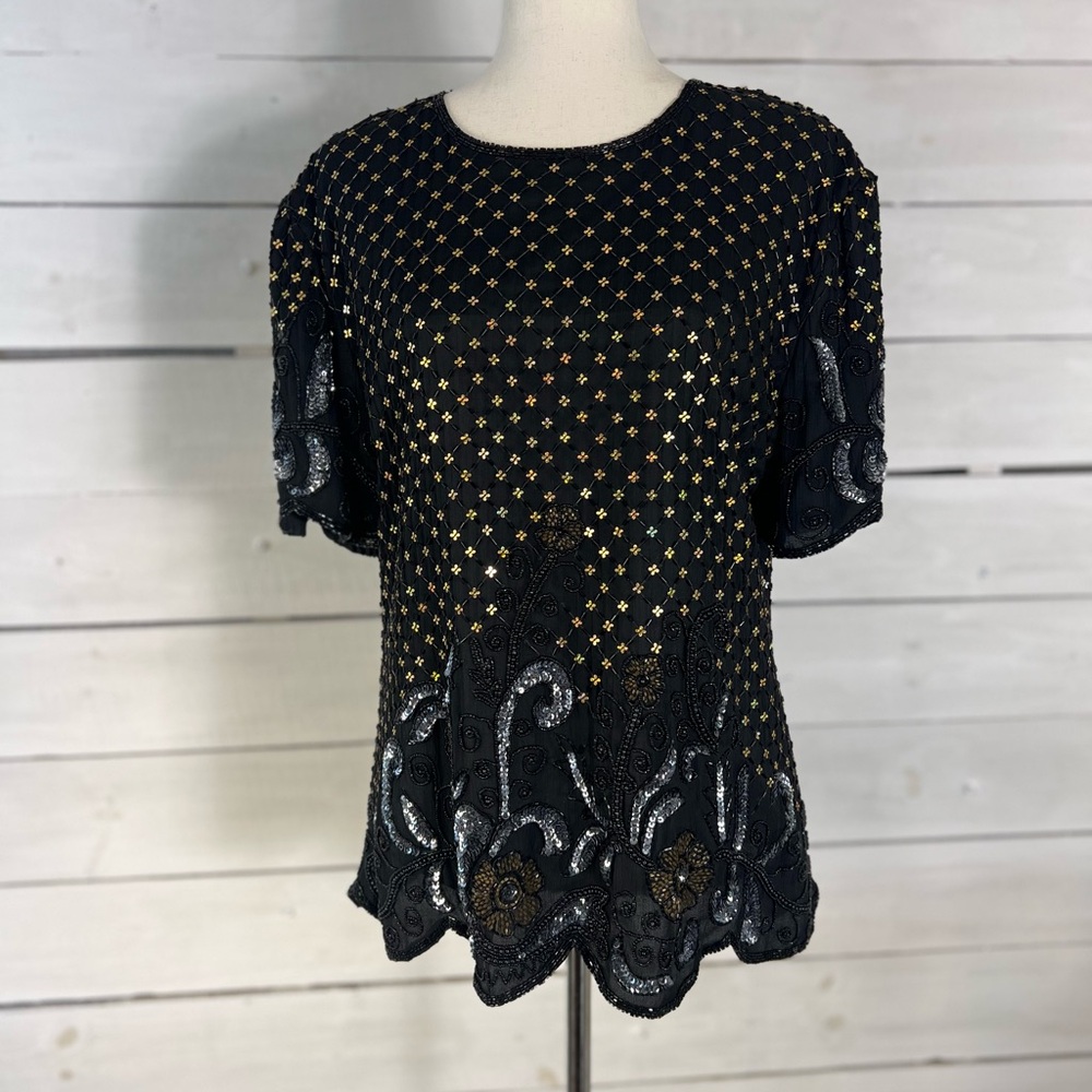 Elegant Black and Gold Women's Top